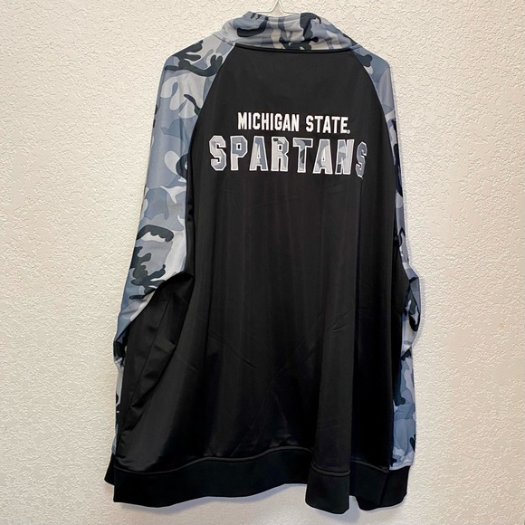 Michigan State Spartans Track Jacket Men’s 4XLT (TALL) Black & Camo Full Zip MSU - Picture 3 of 8